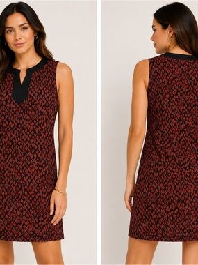 Chico's Sleeveless Rust-Black Printed Shift Dress